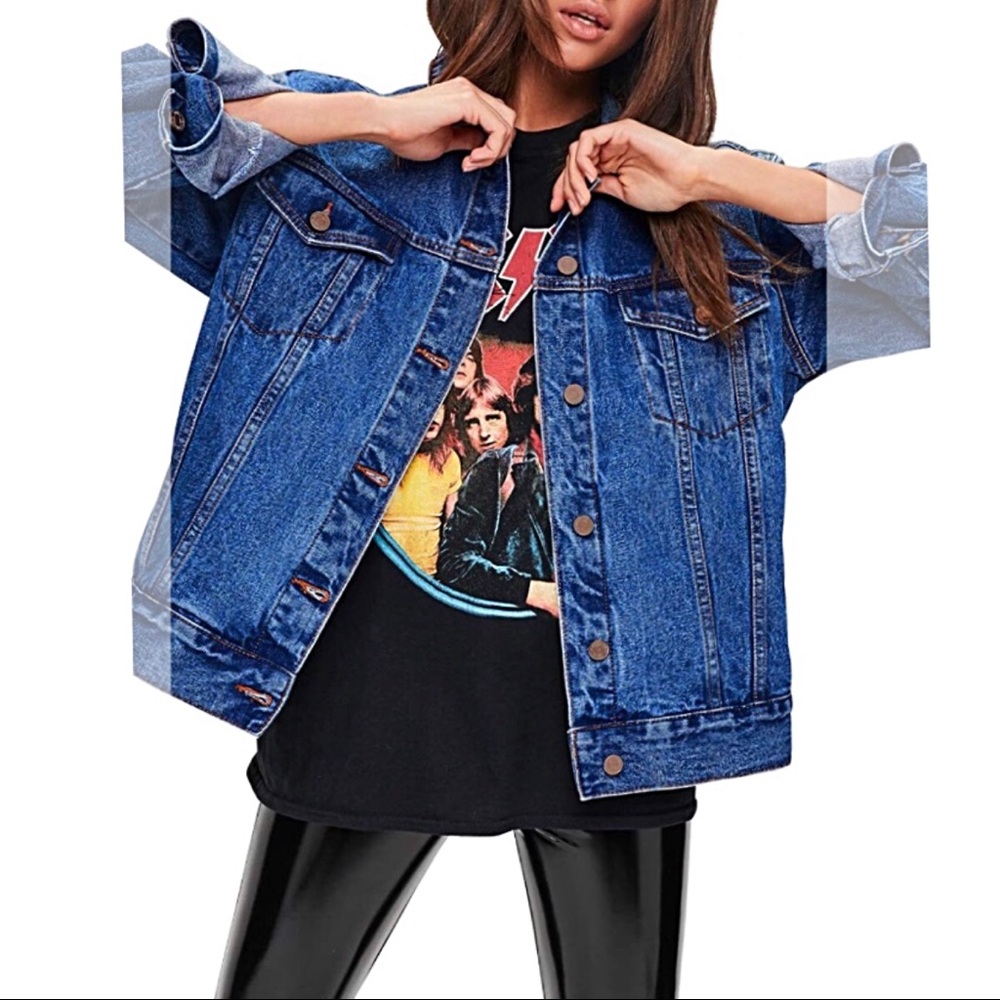 Oversized Vintage Boyfriend Denim Trucker Jacket - Picture 2 of 7